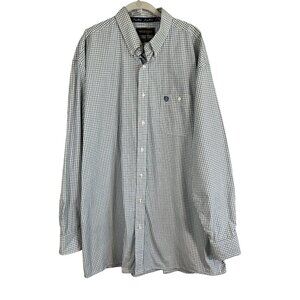 Wrangler Plaid Pearl Snap Shirt Blue 2XLT Western Cowboy Checks Concert Relaxed